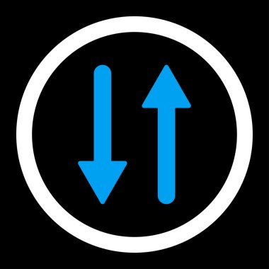 Oklar Exchange dikey düz mavi ve beyaz renkler vektör simge yuvarlak