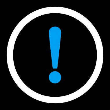 Ünlem işareti yuvarlak düz mavi ve beyaz renkler vektör simgesi