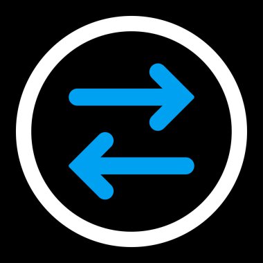 Fiske vurmak yatay düz mavi ve beyaz renkler yuvarlak vektör simgesi