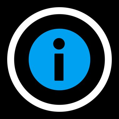 Vektör simgesi bilgi düz mavi ve beyaz renkler yuvarlak