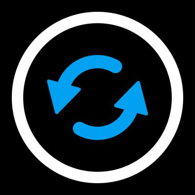 Refresh Ccw flat blue and white colors rounded vector icon