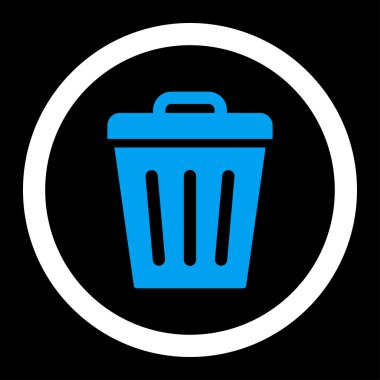 Çöp Can düz yuvarlak mavi ve beyaz renkler vektör simgesi