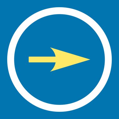 Ok ekseni X düz sarı ve beyaz renklerde vektör simge yuvarlak