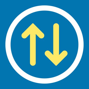 Flip flat yellow and white colors rounded vector icon