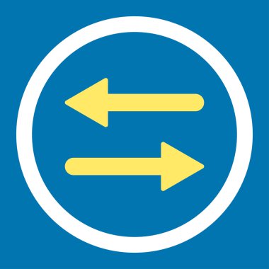 Arrows Exchange flat yellow and white colors rounded vector icon
