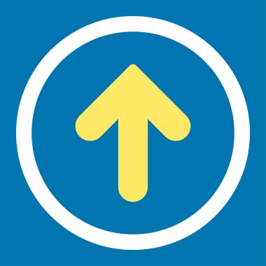 Arrow Up flat yellow and white colors rounded vector icon