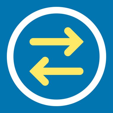 Flip Horizontal flat yellow and white colors rounded vector icon