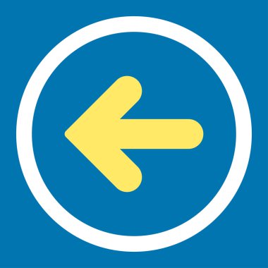 Arrow Left flat yellow and white colors rounded vector icon