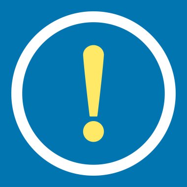 Exclamation Sign flat yellow and white colors rounded vector icon