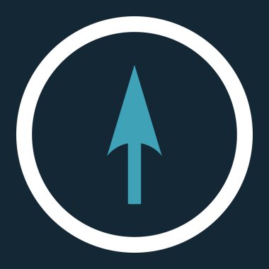 Ok eksen Y düz mavi ve beyaz renkler vektör simge yuvarlak