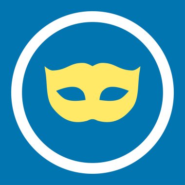 Gizlilik maskesi düz sarı ve beyaz renklerde vektör simge yuvarlak