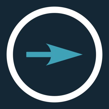 Ok ekseni X düz mavi ve beyaz renkler vektör simge yuvarlak