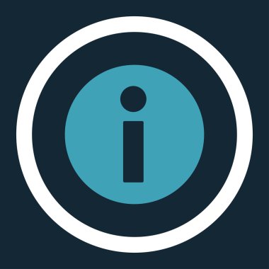 Vektör simgesi bilgi düz mavi ve beyaz renkler yuvarlak