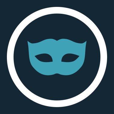 Gizlilik maskesi düz mavi ve beyaz renkler vektör simge yuvarlak