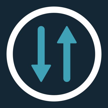 Oklar Exchange dikey düz mavi ve beyaz renkler vektör simge yuvarlak