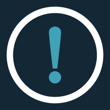 Ünlem işareti yuvarlak düz mavi ve beyaz renkler vektör simgesi