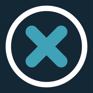 Yuvarlak düz mavi ve beyaz renkler vektör simge iptal