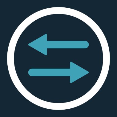 Oklar Exchange düz mavi ve beyaz renkler vektör simge yuvarlak