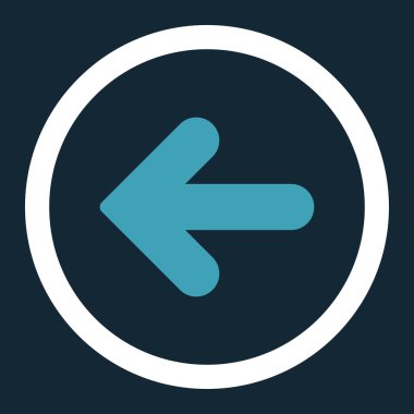Arrow Left flat blue and white colors rounded vector icon