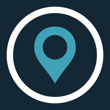 Map Marker flat blue and white colors rounded vector icon