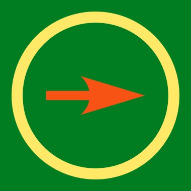 Arrow Axis X flat orange and yellow colors rounded vector icon