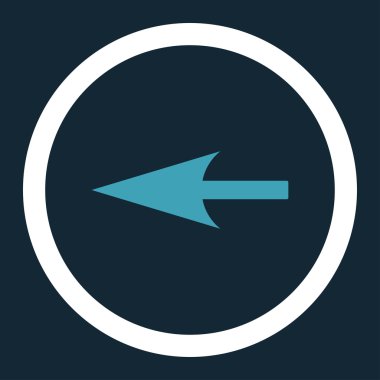 Sharp Left Arrow flat blue and white colors rounded vector icon