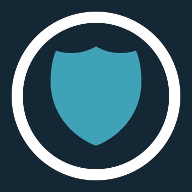 Shield flat blue and white colors rounded vector icon