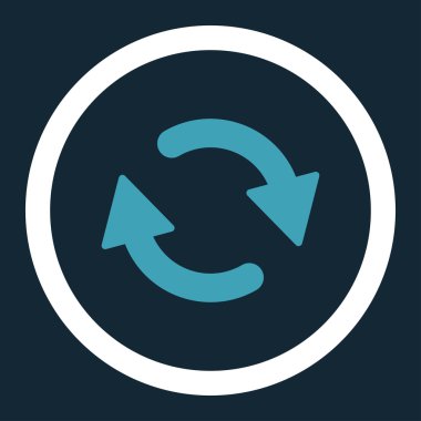 Refresh flat blue and white colors rounded vector icon