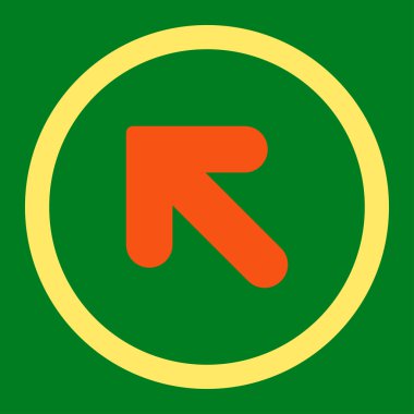 Arrow Up Left flat orange and yellow colors rounded vector icon