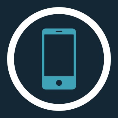 Smartphone flat blue and white colors rounded vector icon