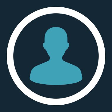 User flat blue and white colors rounded vector icon