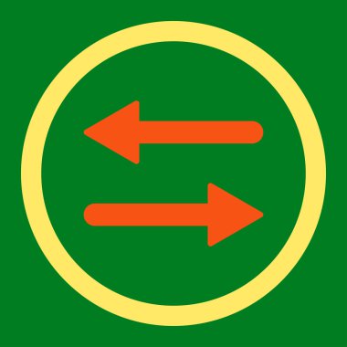 Arrows Exchange flat orange and yellow colors rounded vector icon