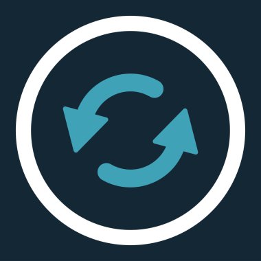 Refresh Ccw flat blue and white colors rounded vector icon