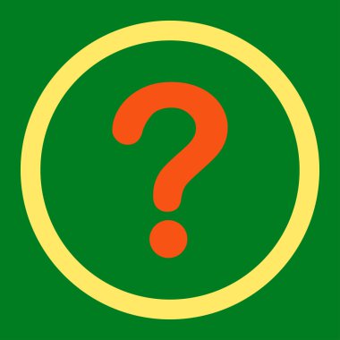 Question flat orange and yellow colors rounded vector icon