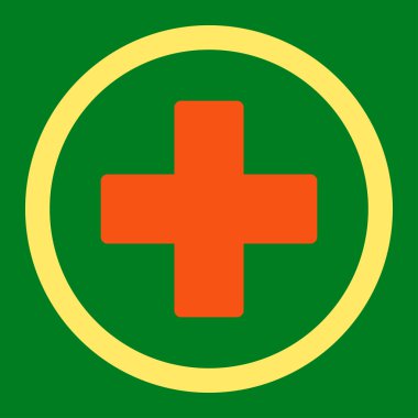 Plus flat orange and yellow colors rounded vector icon