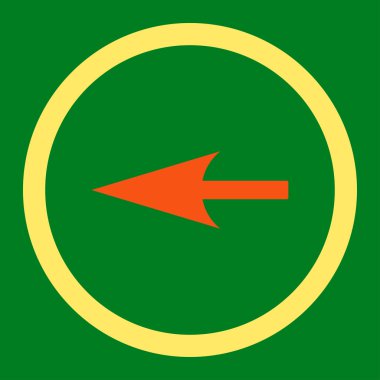 Sharp Left Arrow flat orange and yellow colors rounded vector icon