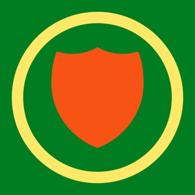 Shield flat orange and yellow colors rounded vector icon