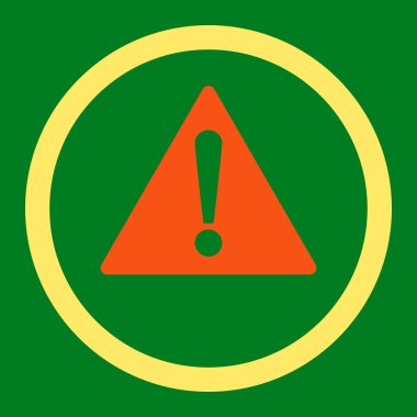 Warning flat orange and yellow colors rounded vector icon