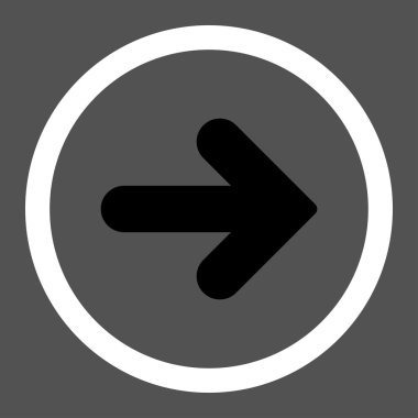Arrow Right flat black and white colors rounded vector icon