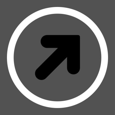 Arrow Up Right flat black and white colors rounded vector icon