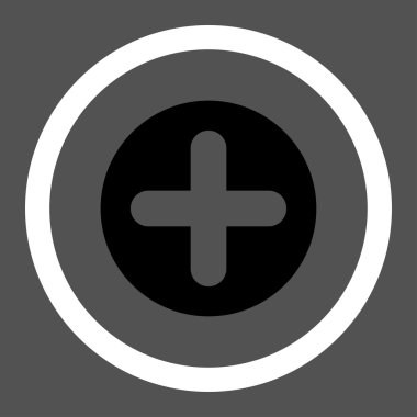 Create flat black and white colors rounded vector icon