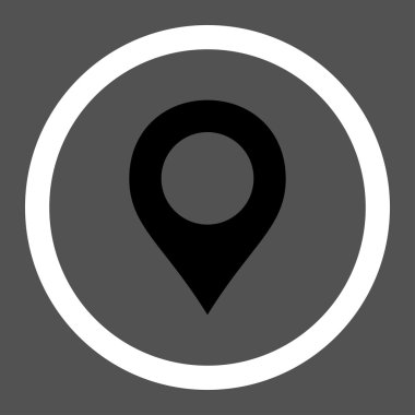 Map Marker flat black and white colors rounded vector icon