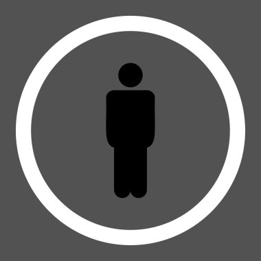Man flat black and white colors rounded vector icon