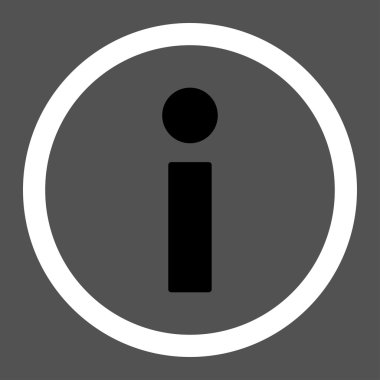 Info flat black and white colors rounded vector icon