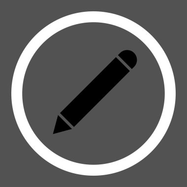 Pencil flat black and white colors rounded vector icon