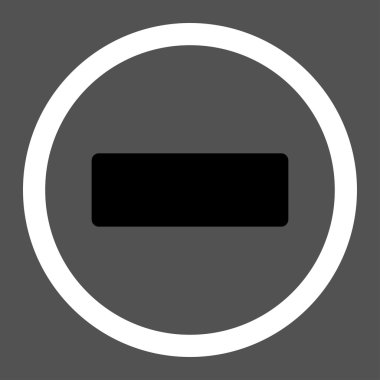 Minus flat black and white colors rounded vector icon