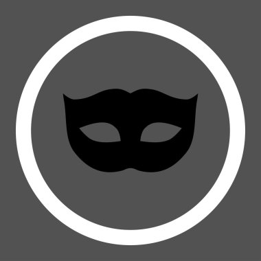 Privacy Mask flat black and white colors rounded vector icon