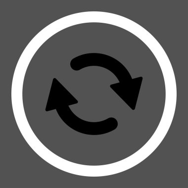 Refresh flat black and white colors rounded vector icon