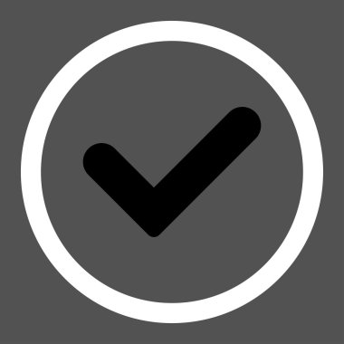 Yes flat black and white colors rounded vector icon