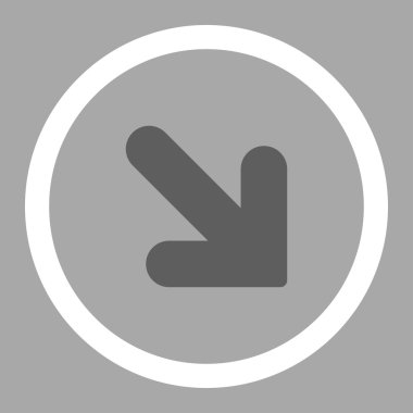 Arrow Down Right flat dark gray and white colors rounded vector icon